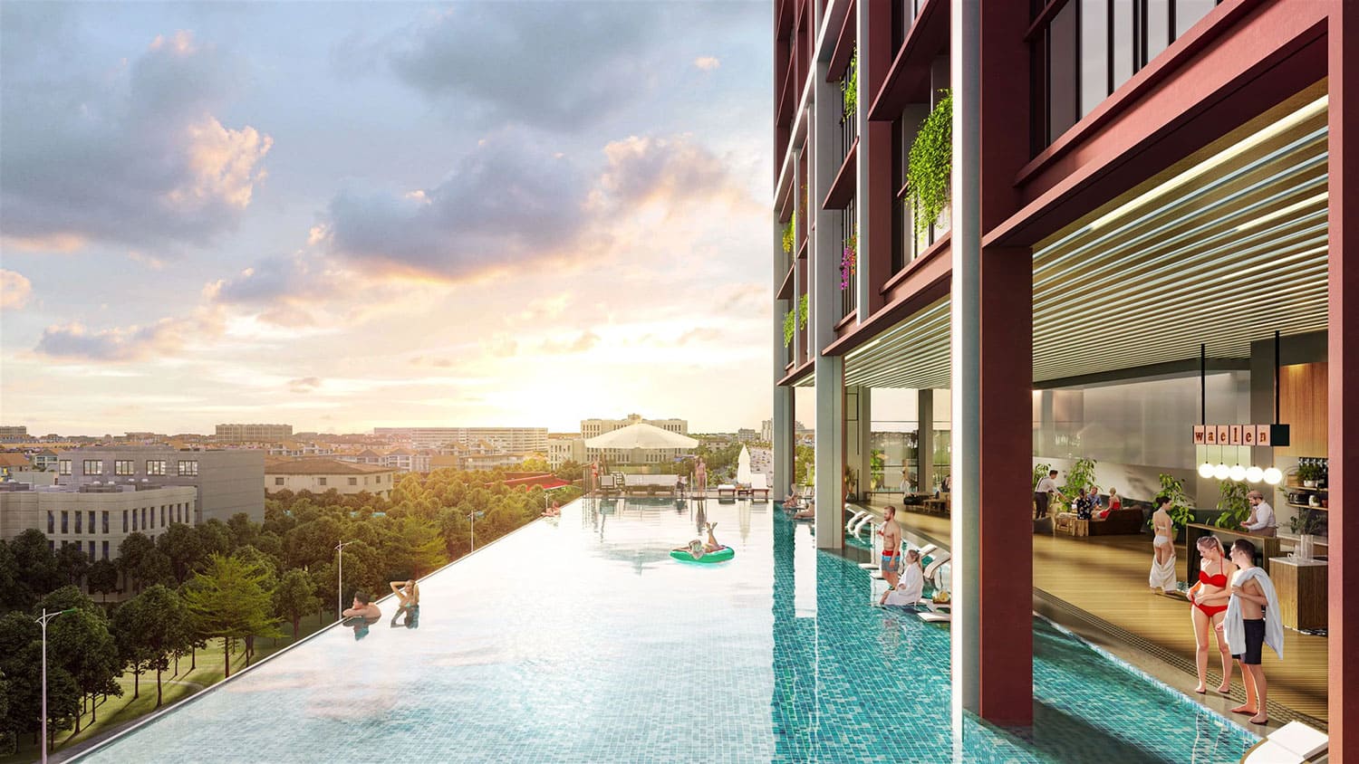 Bể bơi trên cao ấn tượng tại Sun Cosmo Residence Đà Nẵng.